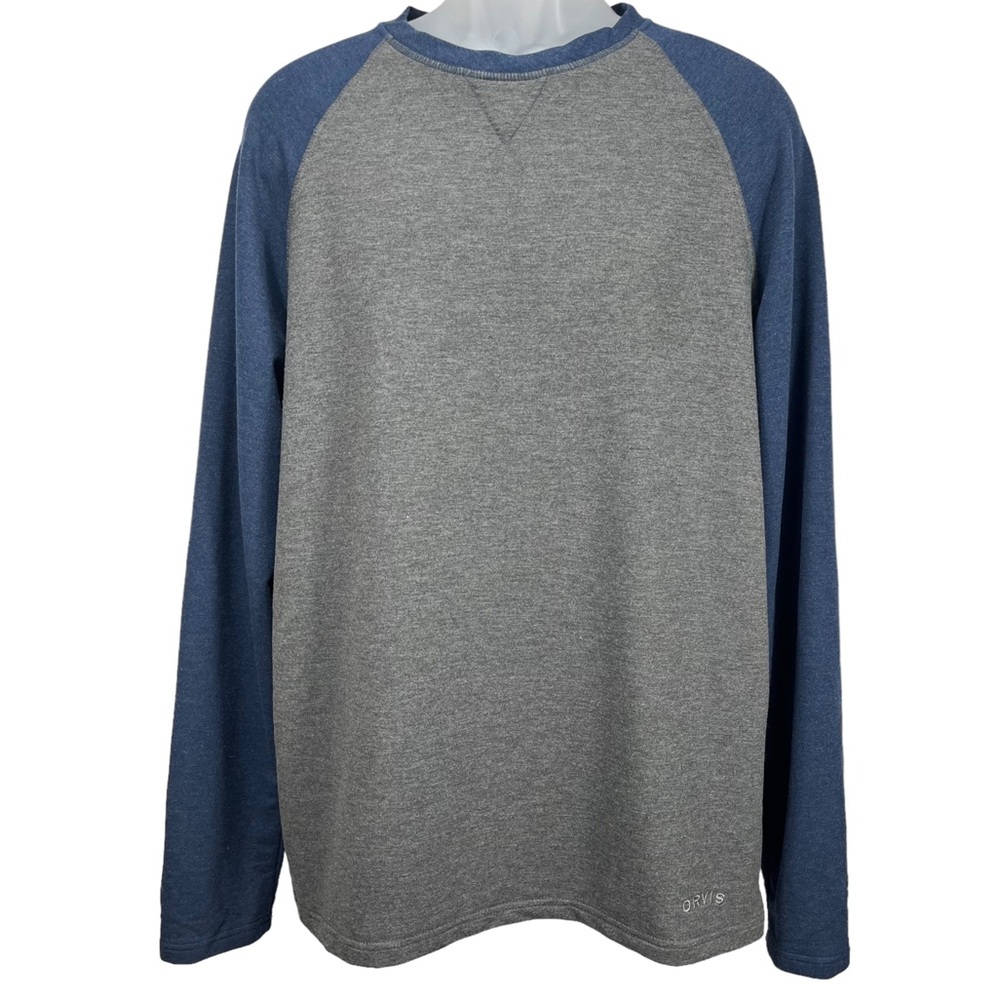 Orvis Raglan Long Sleeve Gray & Blue Comfortable Shirt Mens Medium